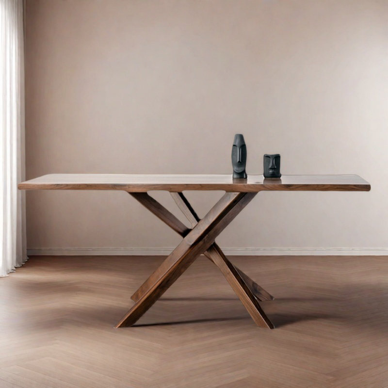 Table de salle à manger rectangulaire en bois massif de style nordique, H 29,5 po x L 62,9 po x l 31,4 po
