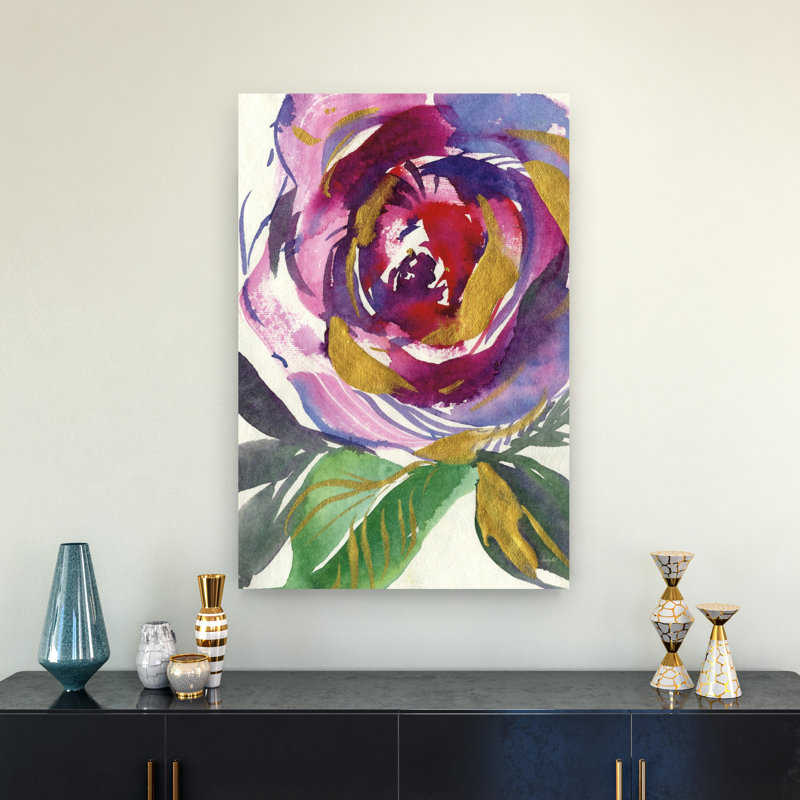 Impression d'art mural abstrait mauve rose contemporain, H 36 po x l 24 po