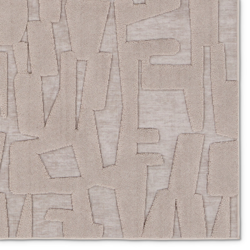 Ivy Bronx Corsen Powerloomed Abstract Tan/Taupe Area Rug, Rectangle 9'6" x 13'6"