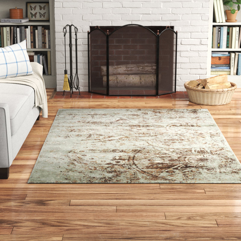 Tapis géométrique bleu clair Laceyville, Rectangle 6 pi 7 po x 9 pi 6 po