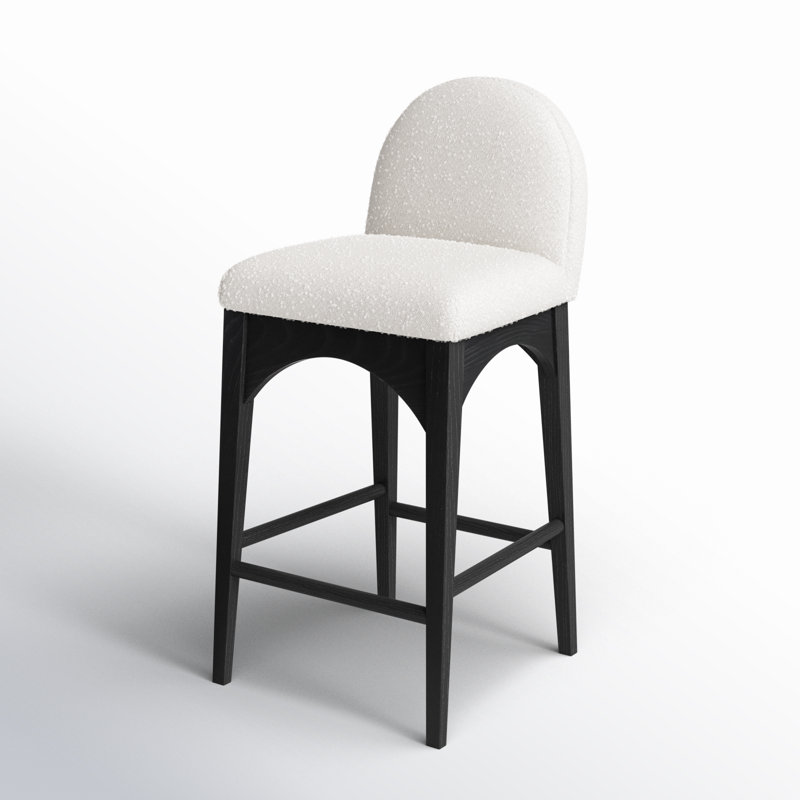 Tabouret de comptoir Waldorf, Noir, noir, noir, noir, Crème Boucle