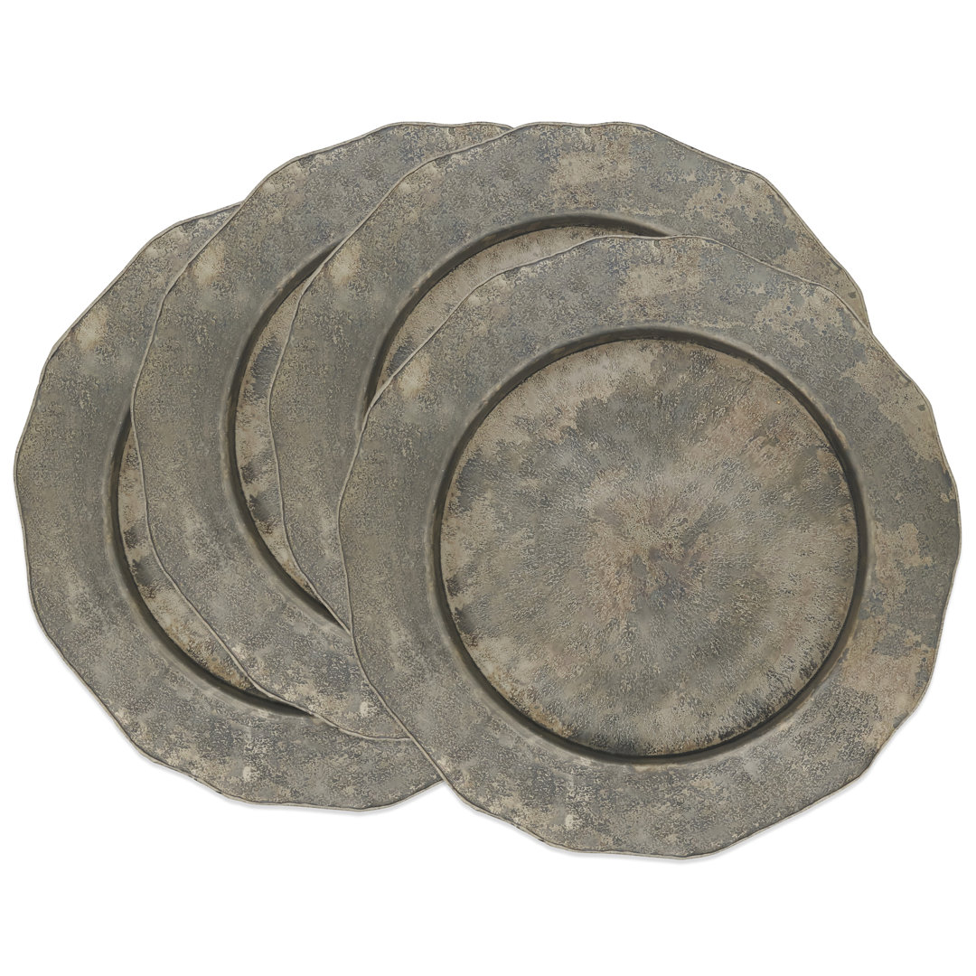 Hicklin Contemporary Hammered Charger Plate With Scallop Edge (Set Of 4) 13R (Set of 4) Bungalow Rose 