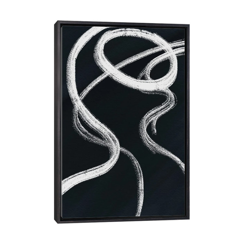 "Femme abstraite" par Mambo art studio-impression, H 40 po x l 26 po x P 1,5 po, Pas de tapis, Toile avec cadre noir patiné