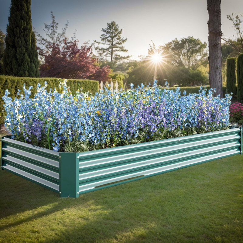 Rectangle Metal Raised Garden Bed (), 11.81" H x 44.69" W x 91.34" D, Green