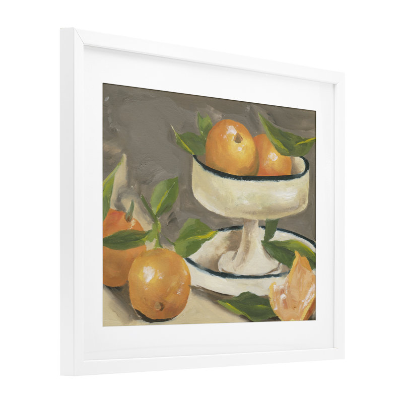 «Citrus In Stillness», reproduction sous verre encadrée, design par Melissa Wang, H 13 po x l 16 po, Cadre blanc côtier