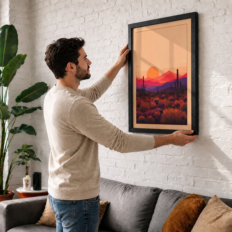 Desert At Dusk Modern - Print, A1 - 84.1 x 59.4 cm, White
