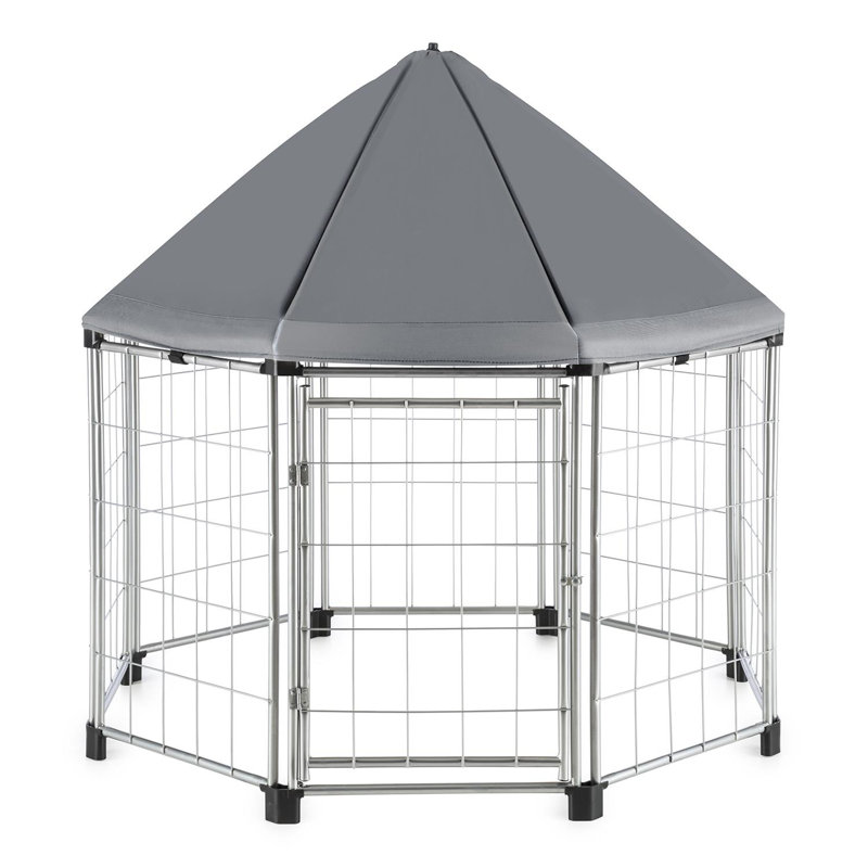 Fort 91cm H Metal Exercise Pen, Grey/Brown/Blue
