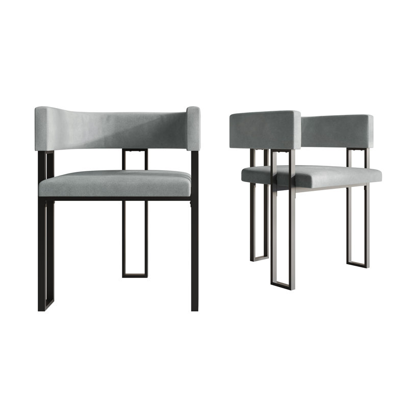 Black Metal Dining Chair, Silver Gray