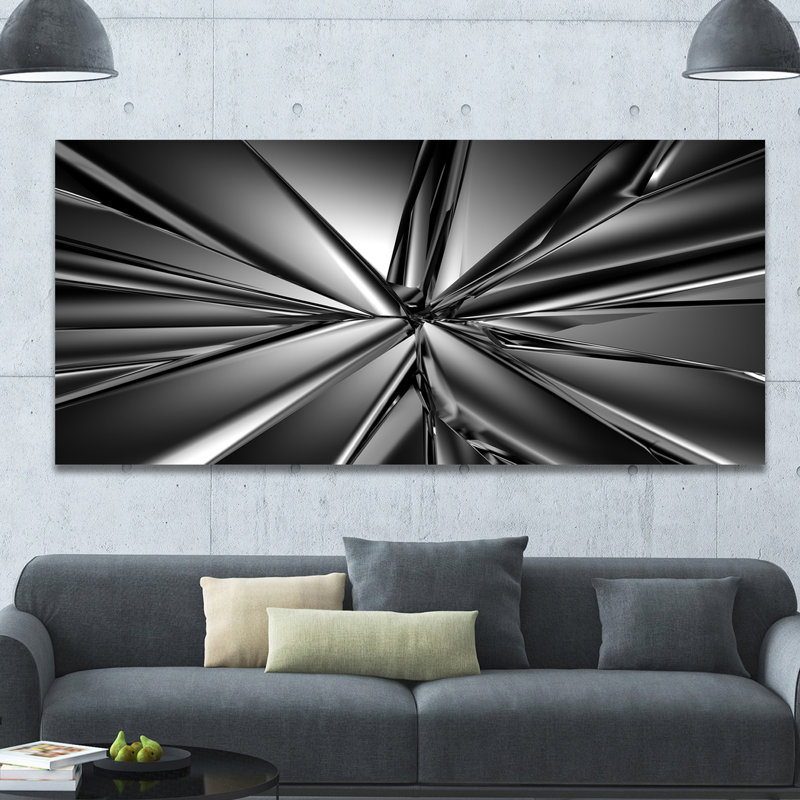 «Futuristic Crystal Context», art abstrait, H 28 po x l 60 po x P 1,5 po, Toile tendue