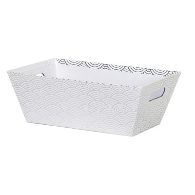PLATEAU MOYEN RECT ARGENT / VAGUE BLANCHE