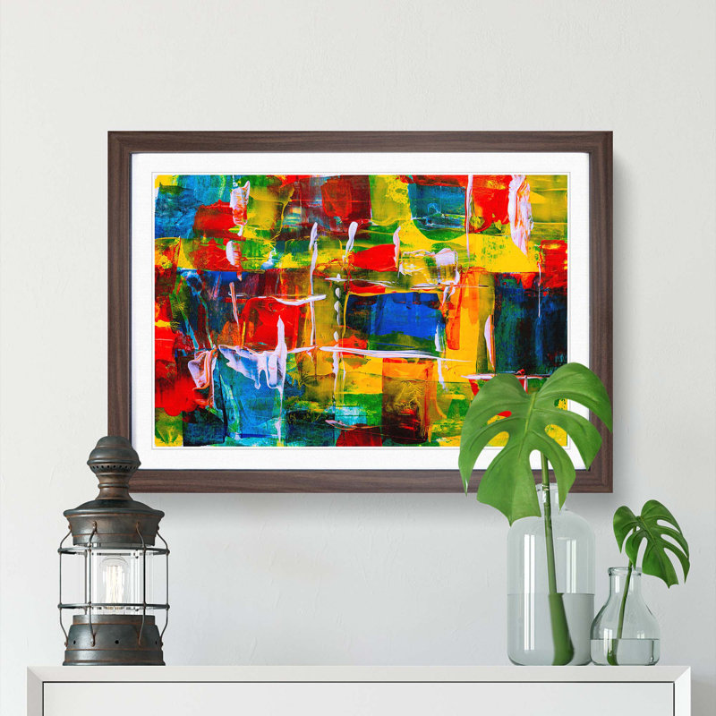 Abstract Art Painting Vol.258 by S.Johnson - Framed Print, 27cm H x 36cm W x 2cm D, Walnut Framed