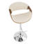 Tabouret de bar pivotant réglable Mid-Century moderne avec accoudoirs en noyer et revêtement en tissu crème