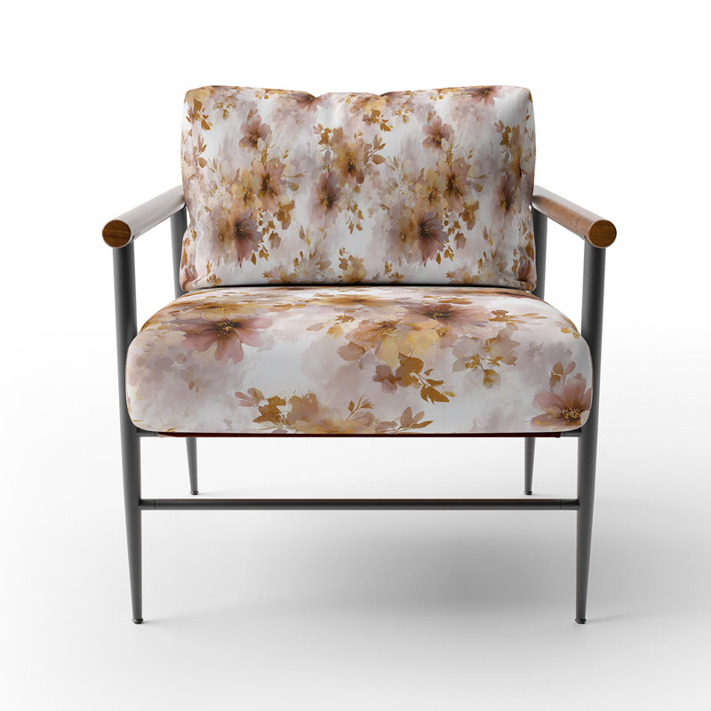 Chaise rembourrée Country, Bras ronds bruns