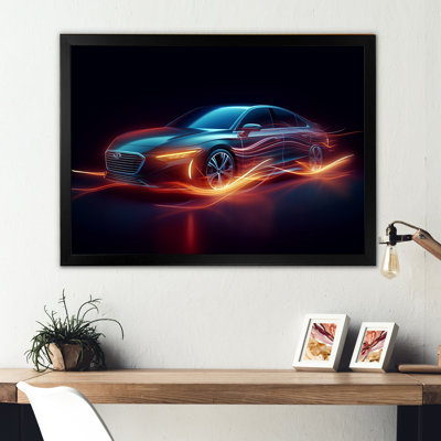 «Neon Light Strips Luxury Car On», reproduction sur toile