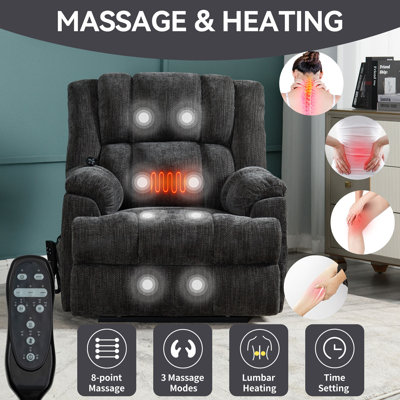 Electric Power Lift Chenille Recliner With Heat And Massage