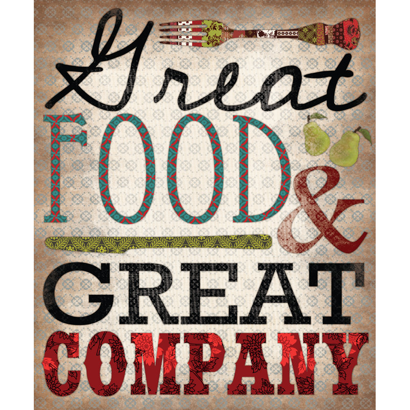 Colourful Great Food Great - Textual Art Print, 30 cm H x 20 cm W, Wrapped Canvas
