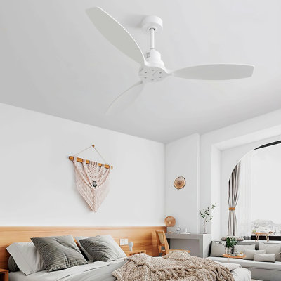 Ventilateur de plafond à profil bas en bois 52 pouces avec télécommande à 6 vitesses pour salon de patio