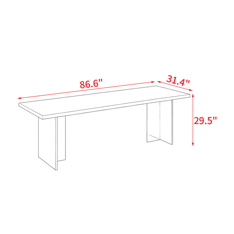 Table de salle à manger Sanjana, H 29,5 po x L 86,6 po x l 31,4 po