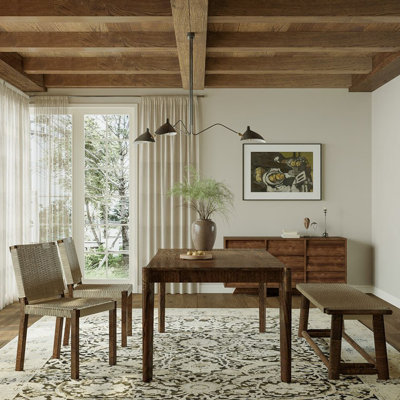 4-Piece Farmhouse Dining Table with Chair and Bench Set