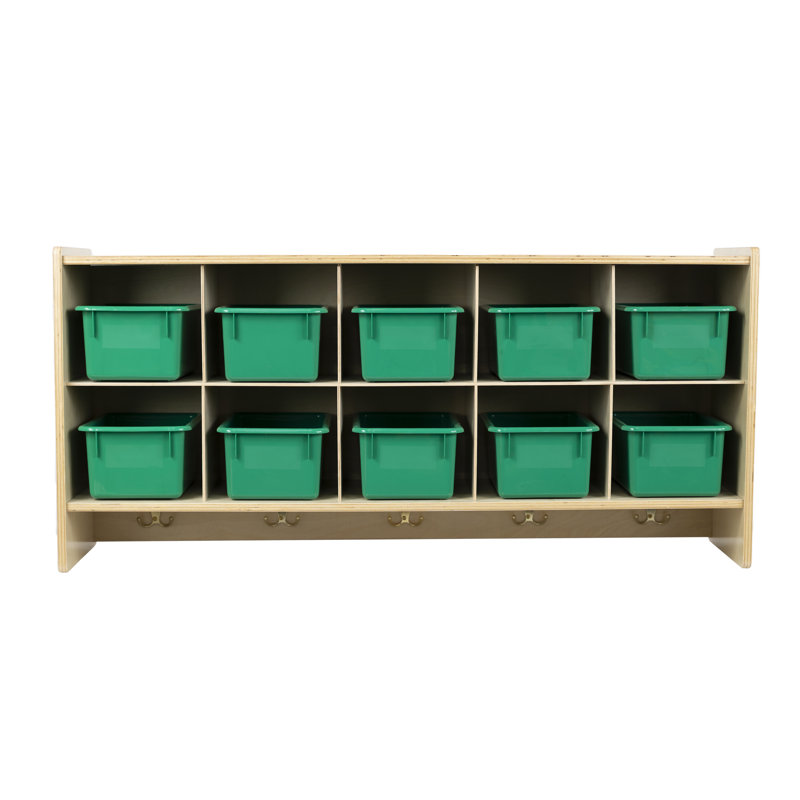 Casier en bois massif 10 compartiments, Vert