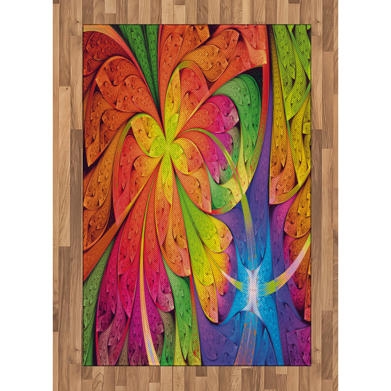 Floral High Density Long Fiber Poly Threads Decorative Area Rug Carpet, Rectangle 4' x 5'8"