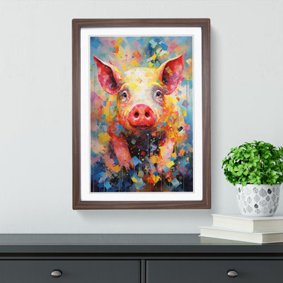 Pig Expressionism - Single Picture Frame Print on Wood