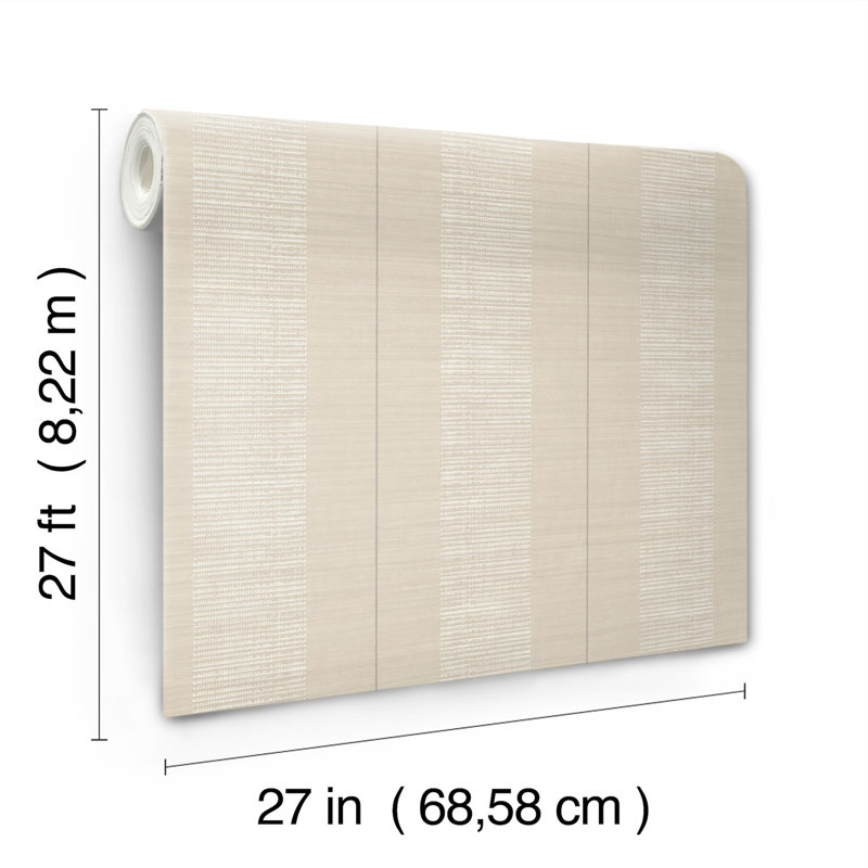 Papier peint texturé taupe à rayures Colbert, Beige