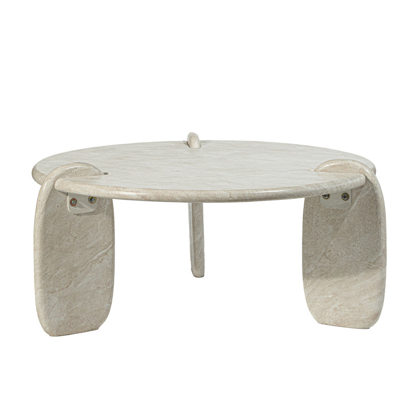 Grover Outdoor Faux Stone Coffee Table - White