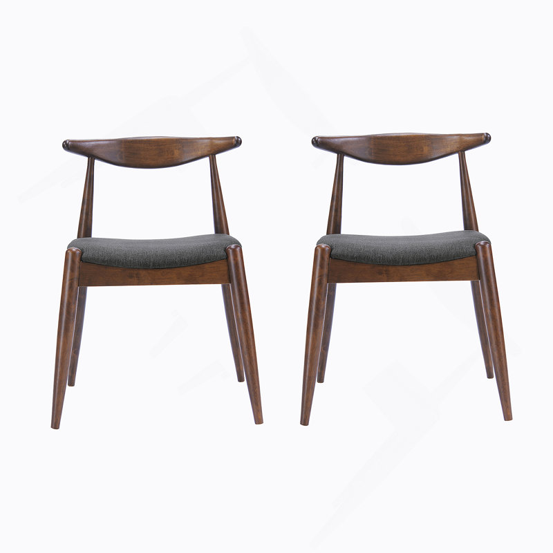 Chaises en tissu, ensemble de 2, Gris anthracite, Marron foncé