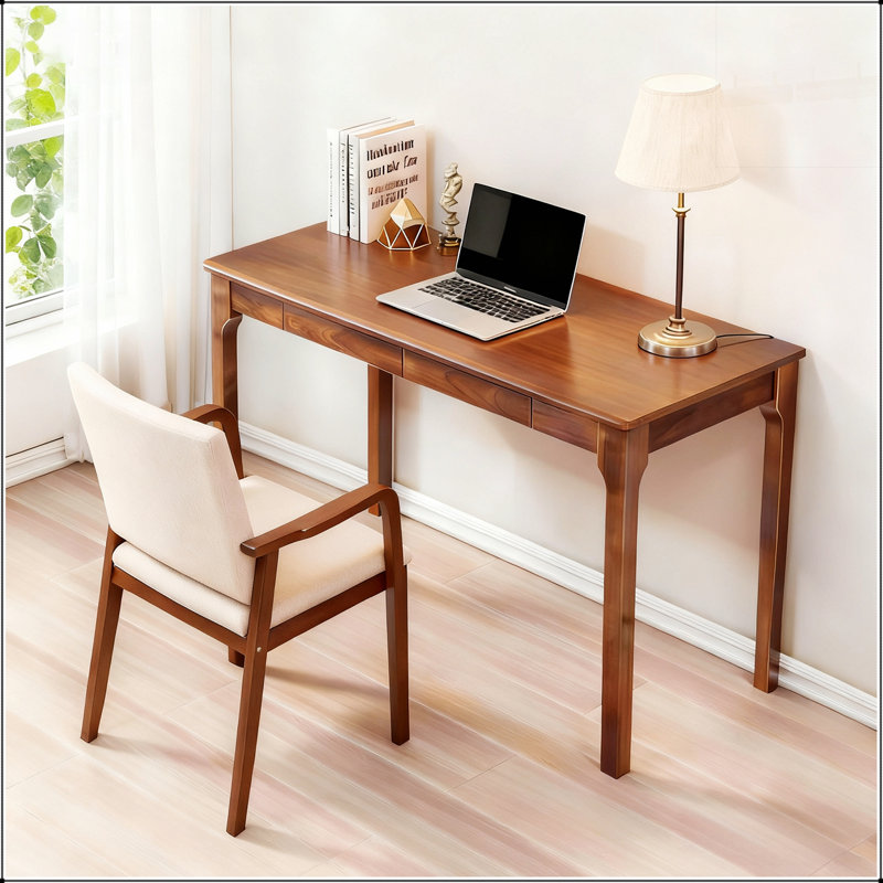 Bureau en bois massif avec tiroirs, bureau debout pour petits espaces, design moderne Mid-Century pour bureau et bureau