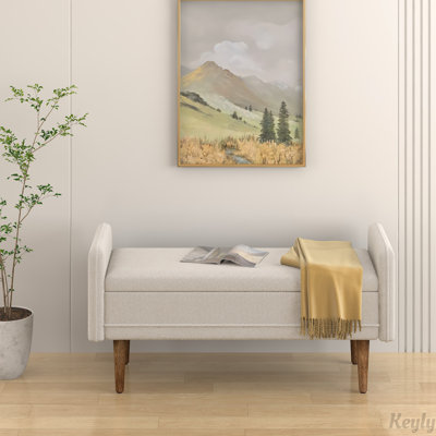 linen fabric Storage Ottoman Bench For Entryway by Latitude Run