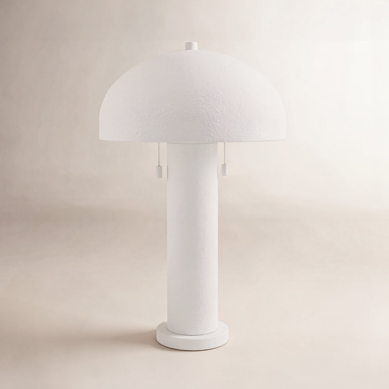 Iron Table Lamp with Metal Bell Shade, White