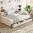 Twin Size Upholstered Platform Bed With Storage And Drawers, Beige-1349058987