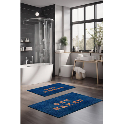 Eakly Luxury Bathmat Set (2 Pieces), 100% Polyester, 16.0 x 23.6 inches & 23.6 x 39.4 inches | Non-Slip Antibacterial Design, 0.3 in Pile Height | Machine Washable, Durable & Easy to Clean | Ideal for Bathroom Décor