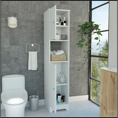 Ibis Linen Cabinet, Double Doors, Four Interior  Shelves, Two Cabinets  -White
