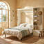 Grand lit escamotable avec rangement et lumières, pieds escamotables dissimulés-425435599