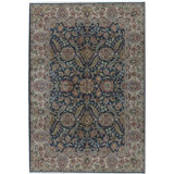 Mahajaran Wool Oriental Area Rug in Navy/Camel