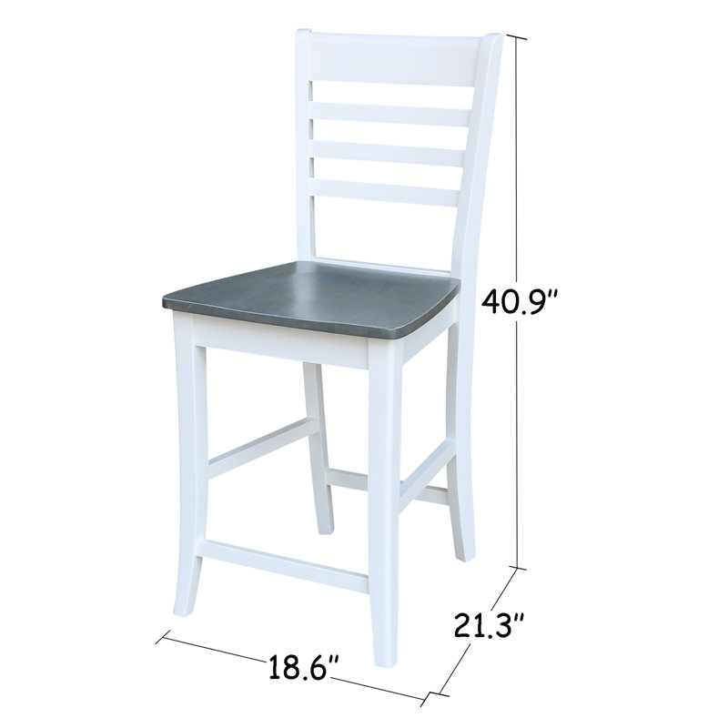 Guzik Solid Wood Counter Stool, White/Heather Gray