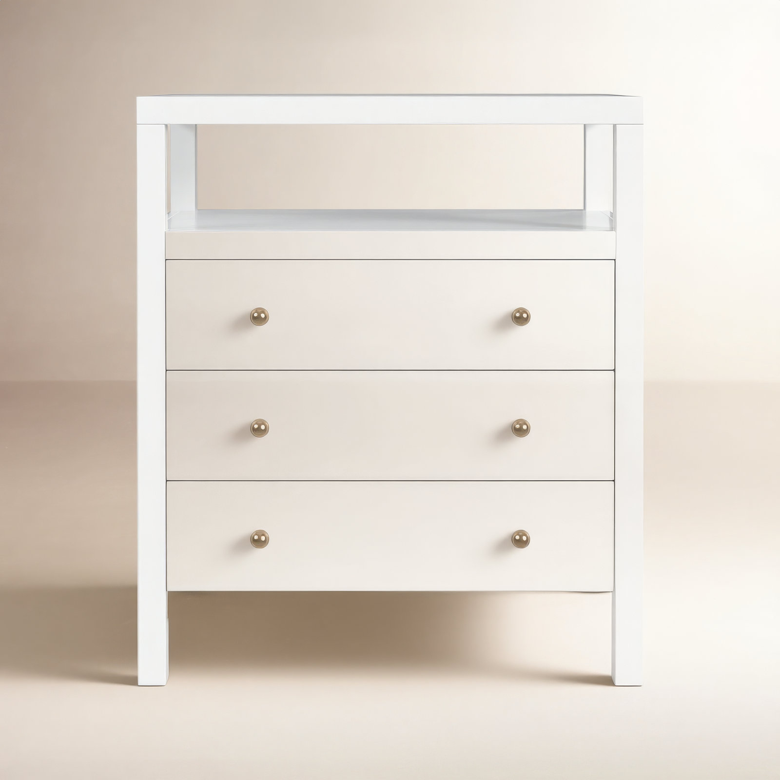 Celine 3-Drawer Acacia Nightstand, Smooth White
