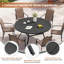 Ensemble de salle à manger pour 6 personnes avec table de salle à manger ronde en faux bois de 56 po et accoudoirs en textilène-701552640