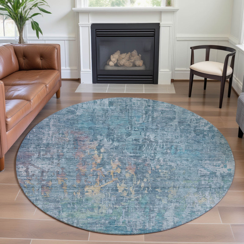 Premium Machine Washable Kelton AMF1237 Modern Rug, Round 8'