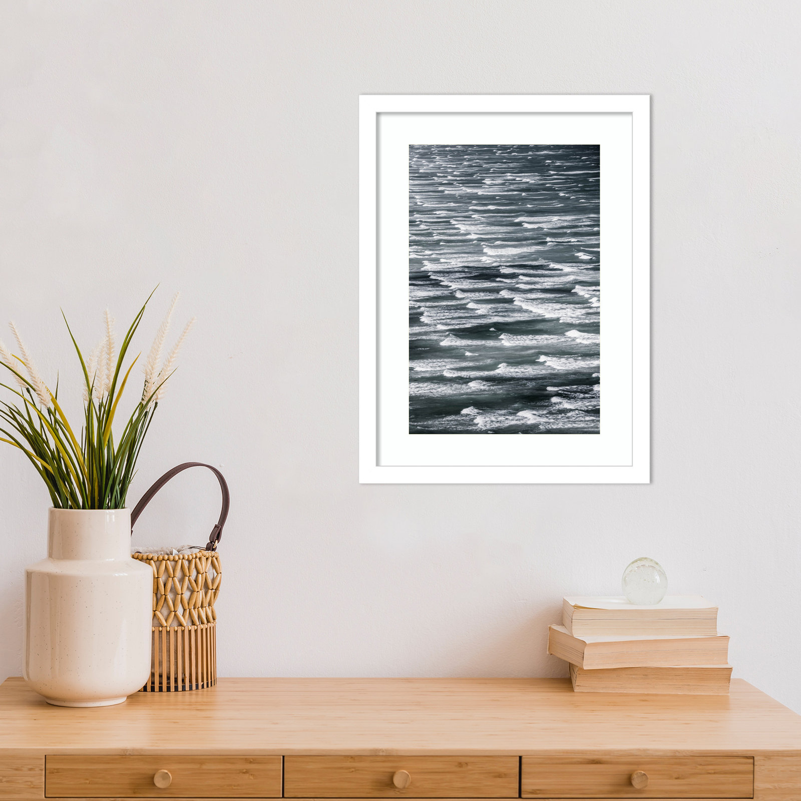 Daisey "Infinite Waves 02" Print, White Framed, 17" H x 13" W