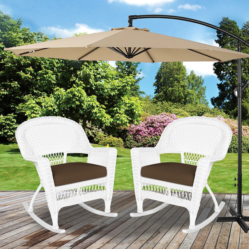 Chaise berçante en osier Raenesha, Blanc, Brun