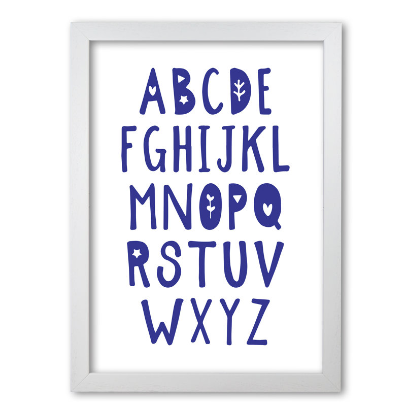 Alphabet - Painting, 60 cm H x 42 cm W x 5 cm D, White Grain Frame