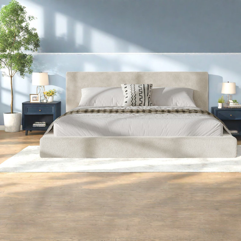 Lits à coussin de nuage avec tablette latérale réglable, acier Sherpa très grand, maison moderne
