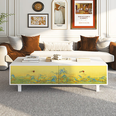 Table basse à motif vintage français peint