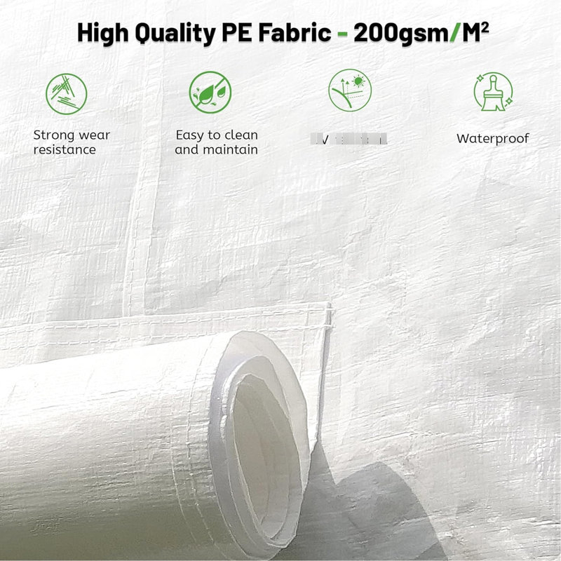 Housse pour abri de jardin 12 po x 14 pi - blanc imperméable toutes saisons avec parois latérales et fenêtres en filet pour les pavillons de jardin et