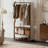Solid Wood All-in-One Floor-standing Full-Length Mirror Garment Rack with locking casters and removable base-544531848