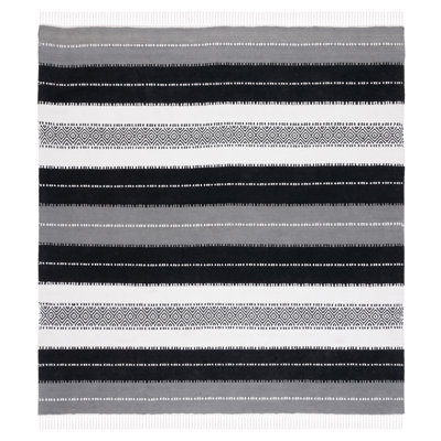 Tapis rayé kilim 103 noir / ivoire
