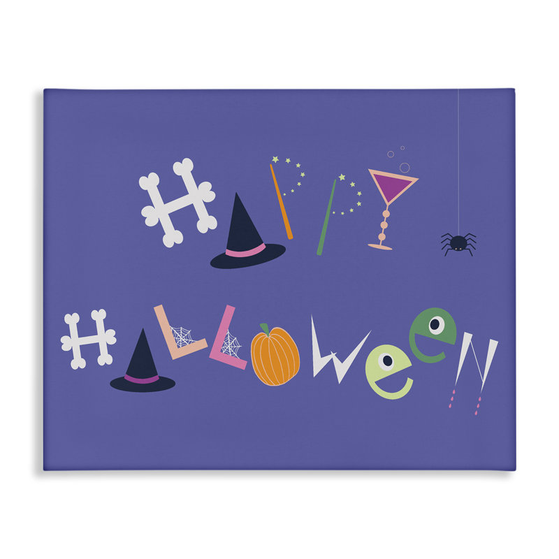 Toile éclectique «Happy Halloween», conception par Sazerelli Designs, H 30 po x l 40 po